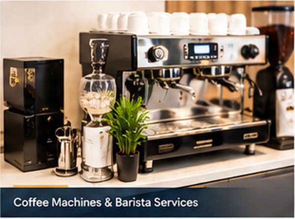 Barista preparing espresso at exhibition coffee bar